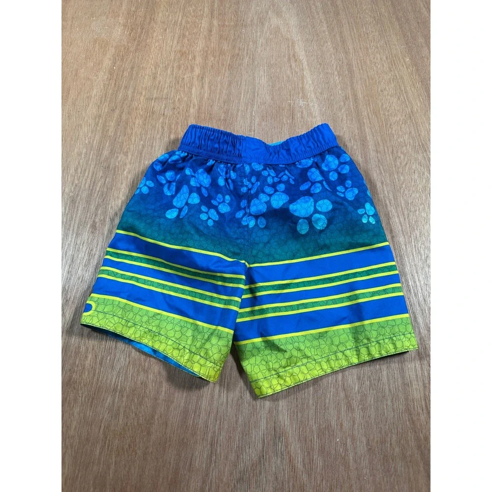 Nickelodeon Paw Patrol Swim Trunks Boys 3T Blue Green Striped Board Shorts